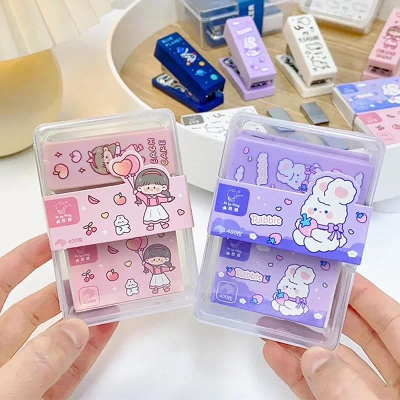 

Mini Kawaii Stapler with 400pcs Staple Small Cute Cartoon Stapler Portable Stapler with Staple Student Supply Office Accessories
