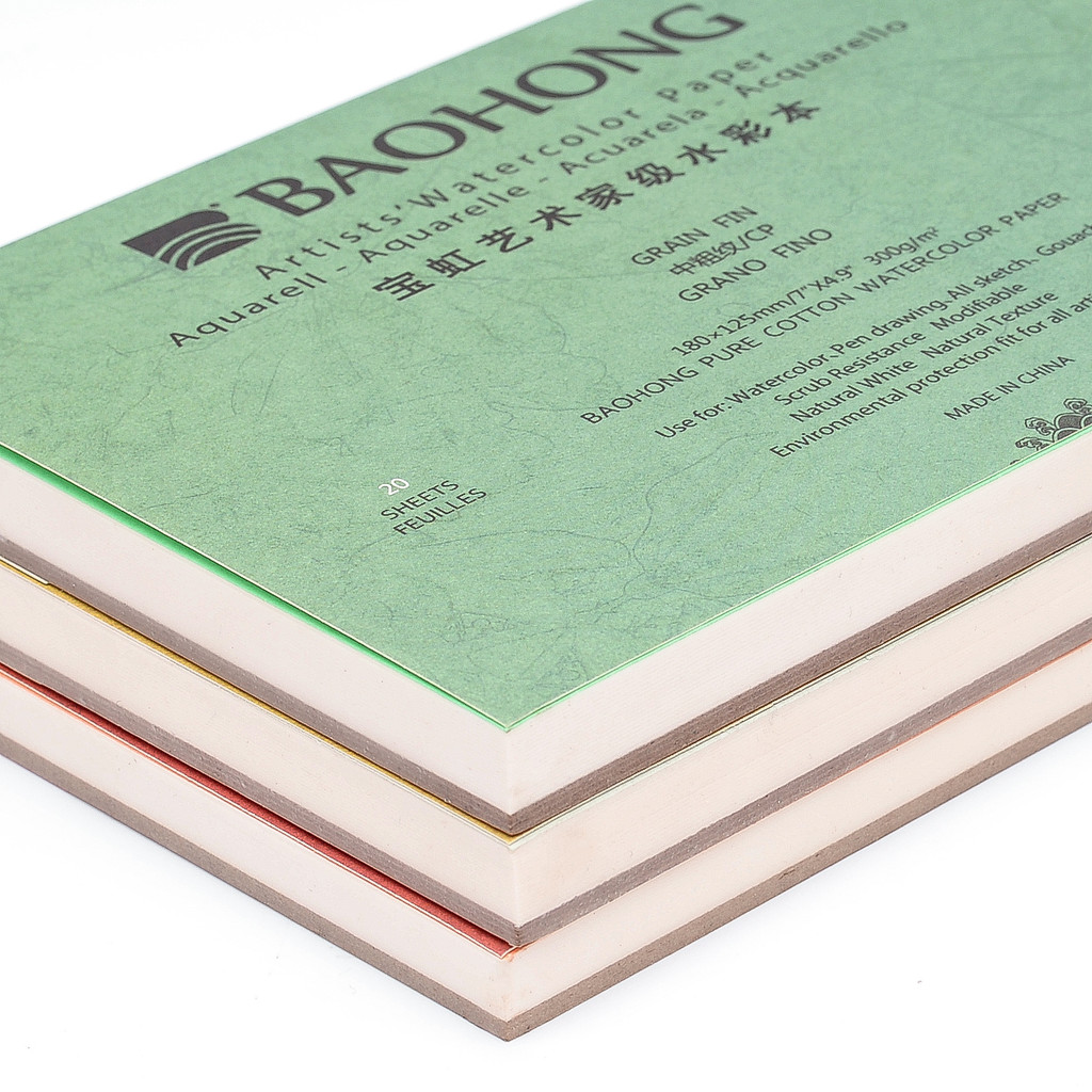 

BAOHONG Artist Watercolor Paper Cotton 100% 20 Sheets Watercolor Painting Paper Pad Art Sketchbook 300g For Gouache Watercolor