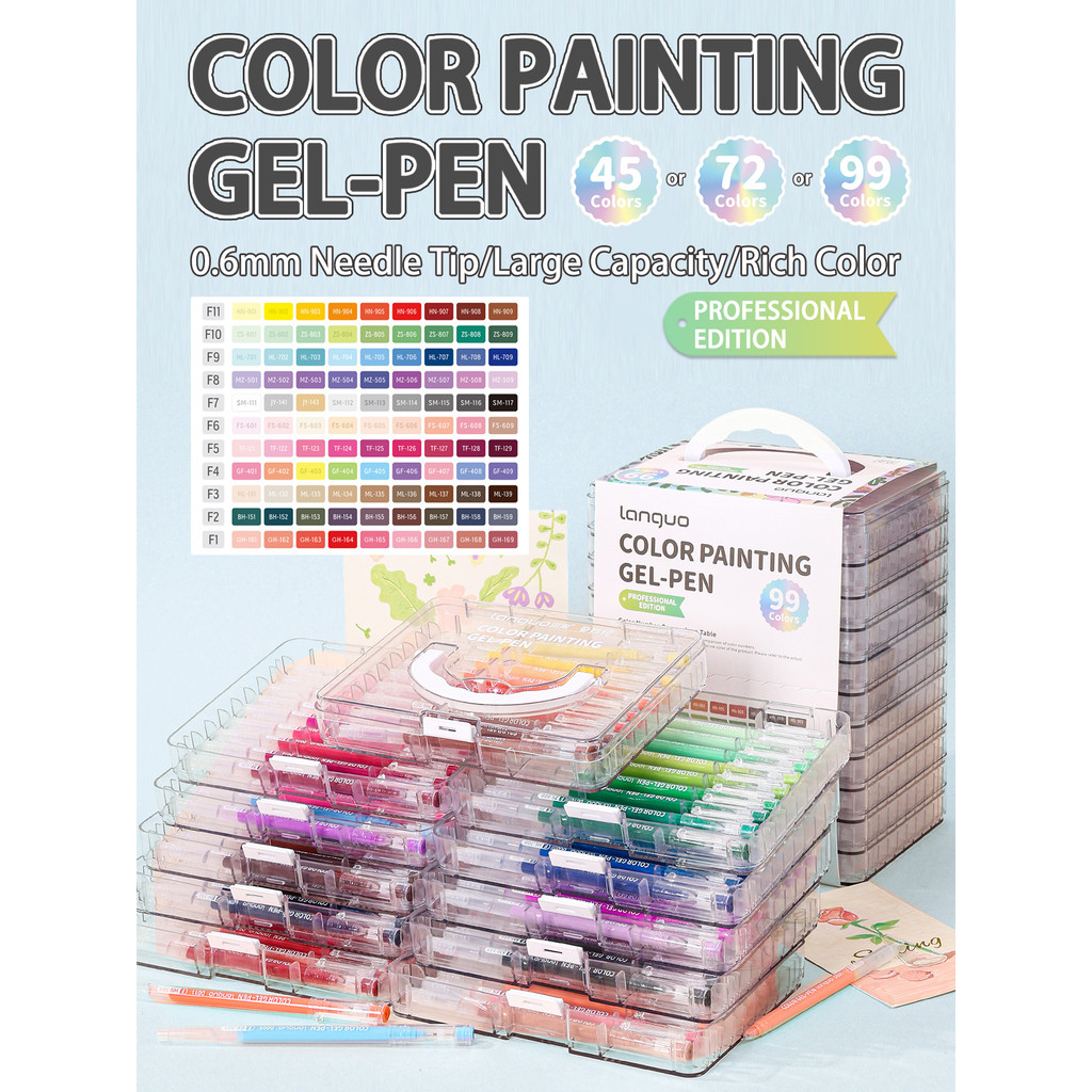 

Languo 45/72/99 colors Multi-Color Neutral Pens Gel Pen Handbook Pen Students Writing Painting Drawing Marker Stationery