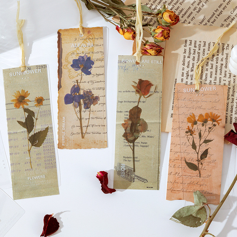 

5pcs Vintage Plants Flowers Bookmarks Kawaii Translucent Book Note Page Holder Korean Stationery Office School Reading Gift