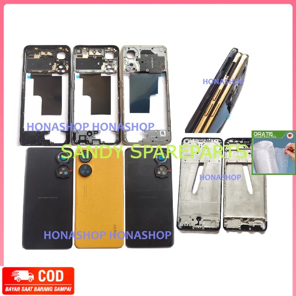 lebih Murce TULANG FRAME BAZEL + BACK CASING HOUSING OPO RENO 8T 4G TUTUPAN BATERAI FULLSET