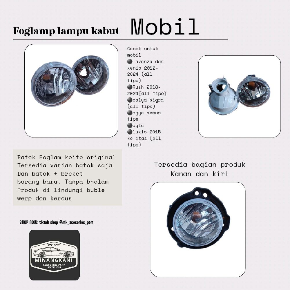 foglamp koito batok foglamp lampu kabut bemper depan mobil avanza all new xenia sigra calya ayla agy