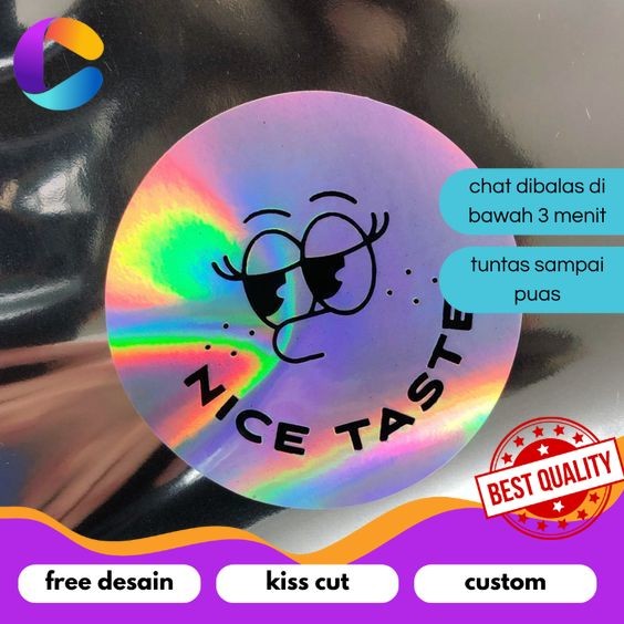 

Cetak INC SBH 2-6 Cetak Stiker Bulat Logo Custom Sticker Label Olshop Bahan Hologram Waterproof