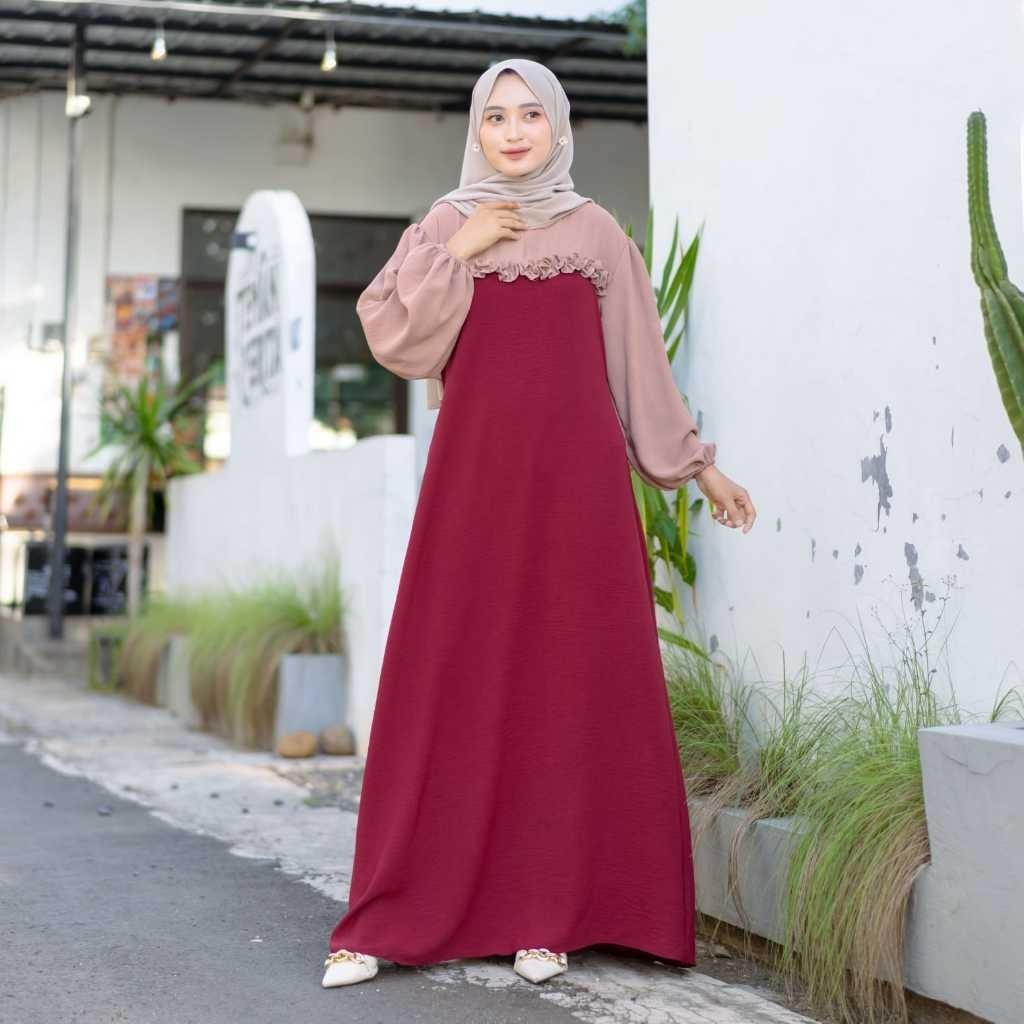 Diskon% anti kantong bikin tipis Dres malaya cringkel airflow,Resleting Depan Tali Samping Remple Da