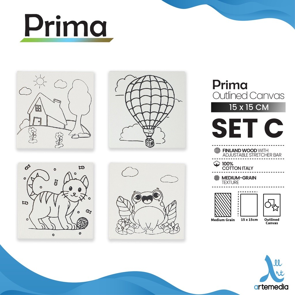 

Gramedia Surabaya - Prima Outlined 15x15cm Cotton Canvas SET 4