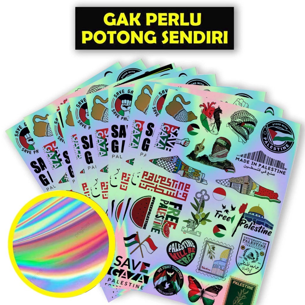 

Stiker Hologram, Sticker Hologram, Stiker Palestina, Free Palestina, Stiker Motor Free Palestina