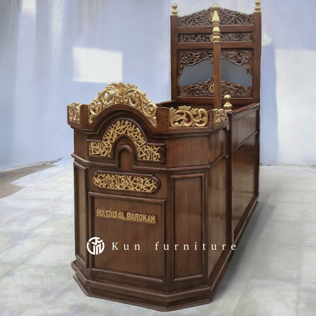 MIMBAR MASJID KERETA MIMBAR PIDATO MIMBAR KUBAH JATI MIHRAB MESJID
