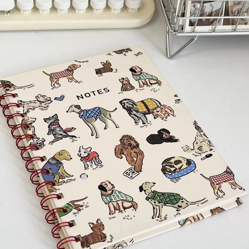 

A5 Cartoon Dog Coil Ring Daily Planner Notebook 60 Pages Loose-leaf Ins Diary Journal Notebook Kawaii Student Writing Notepad