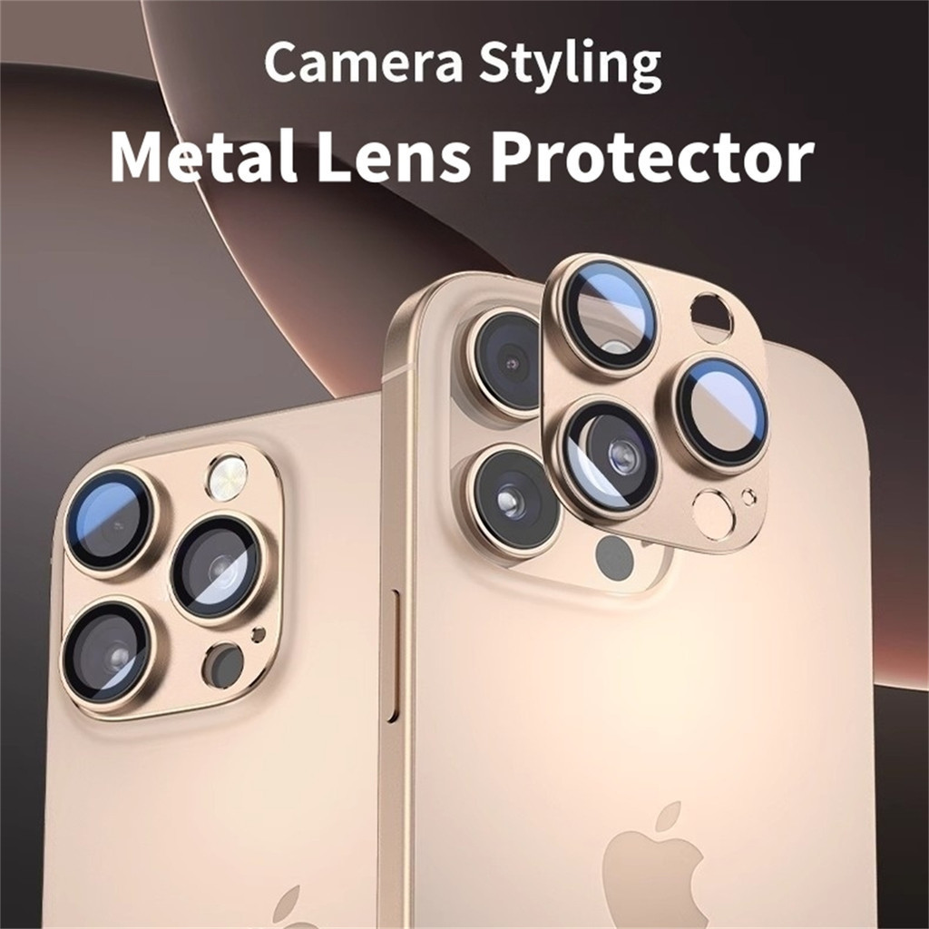 New Mewah Desert Titanium Color Metal Ring Camera Protector Cap for IPhone 13 14 15 16 Pro Max 14 15