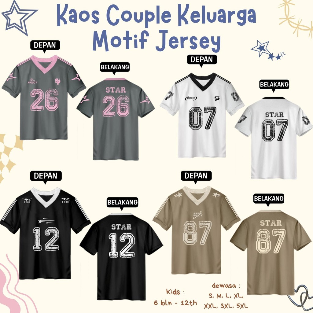 Kaos Couple Family Motif Jersey Cotton Combed 30s