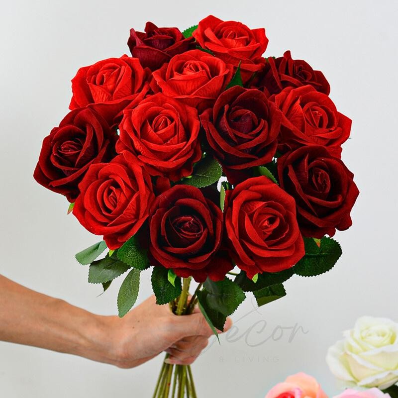 【Bludru】 Bunga Mawar Satuan Premium Buket Bunga Mawar Berwarna Bunga Plastik Imitasi Dekorasi Pesta 