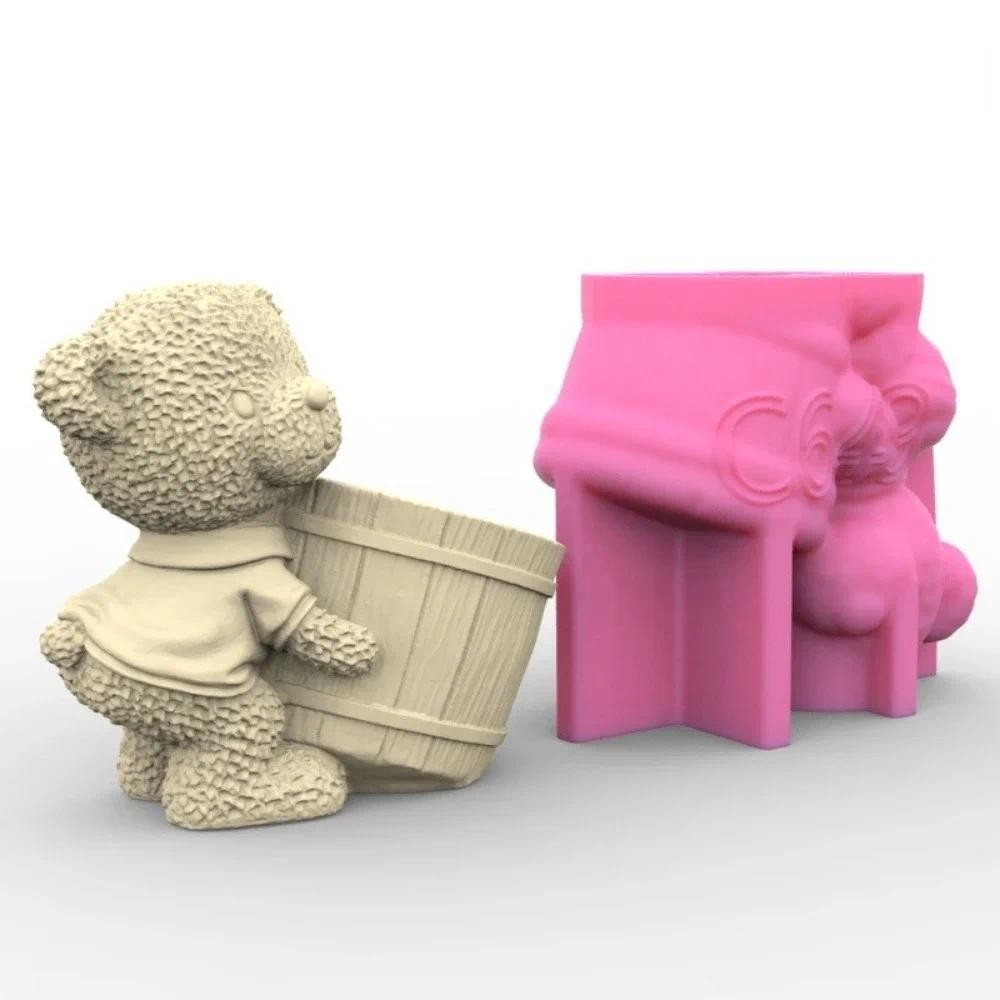 

Creative DIY Bear Silicone Mold for Succulent Plant Pots Cement/Gypsum/Resin Craft Molds Cute Animal Home Garden Decor