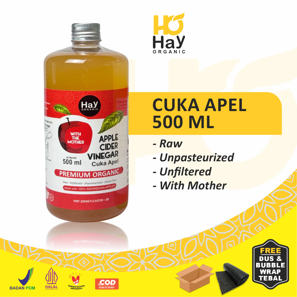 

Hay Organic - Cuka Apel Organik 500 ml Apple Cider Vinegar With The Mother