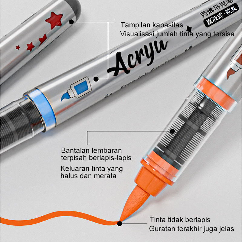 

D3W! Pensil Marker Akrilik Tinta Langsung Ujung Lembut 60 Warna Spidol Akrilik Cair Ujung Lembut