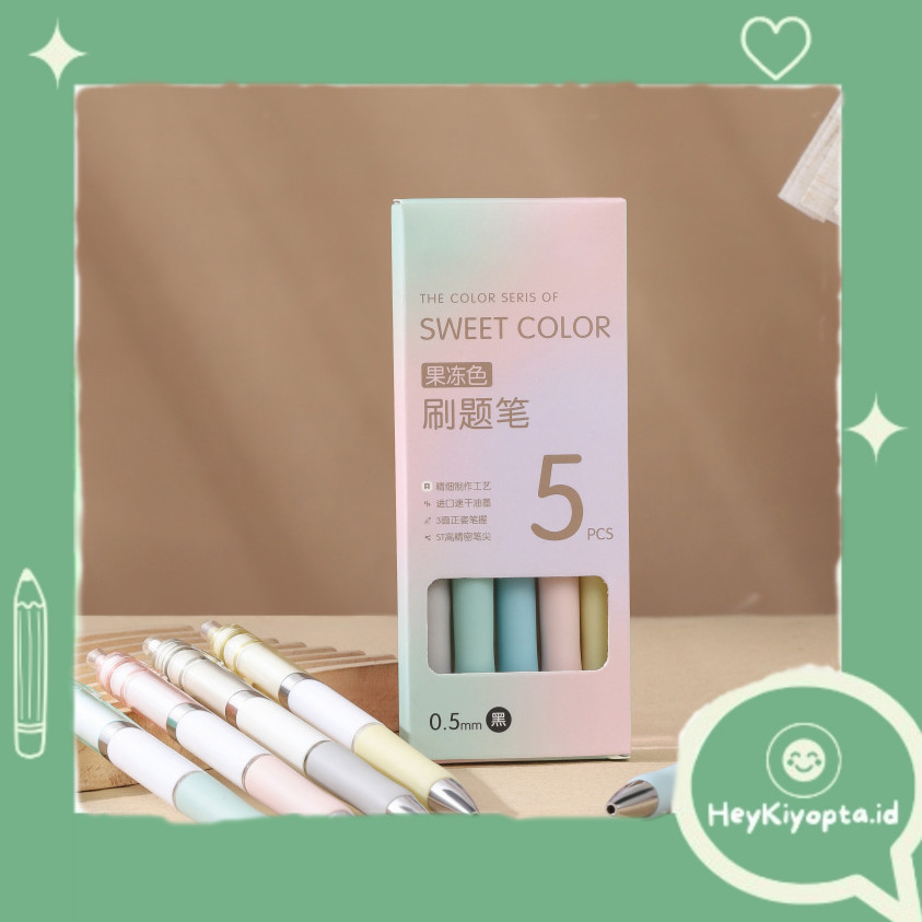 

1 SET 5PCS PULPEN MEKANIK AESTHETIC TINTA DIAMETER 6MM PGS
