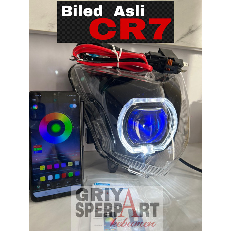 Lampu depan CBR CB 150 R Old Lama custume biled ASLI projector CR7 Devil RGB + Relay