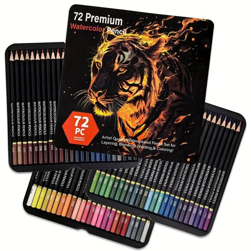 

Brutfuner 72 Watercolor Pencils - Vibrant Art Set for Adults, Professional Quality, Ideal for Blending Effects with Wet or Dry