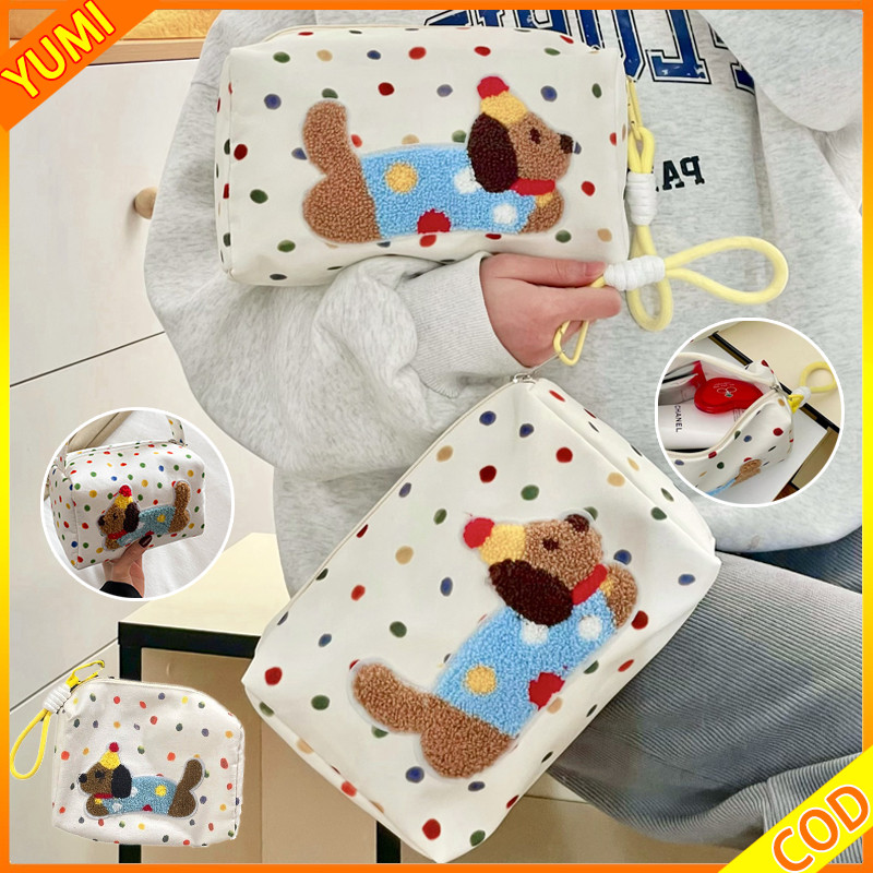 Tas Kosmetik Anjing Dachshund Dot Berwarna-warni / Tas Anjing Dachshund Baru Plush Toy Puppy Bag