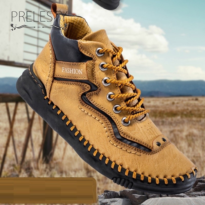 Import Klasik Sepatu Boots Tinggi Pria Keren Original Kulit Asli Formal Kerja Santai Casual Anti Sli