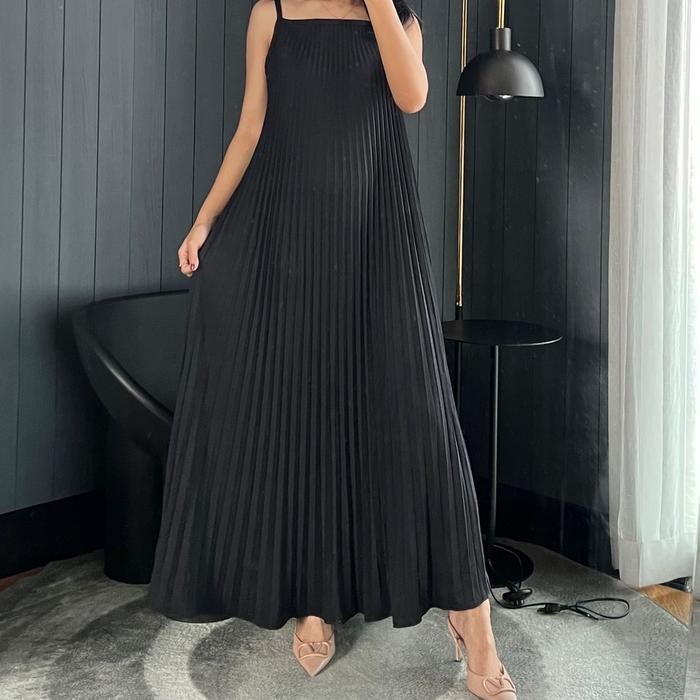 Inner Dress Plisket Premium / Inner Dress Panjang Jumbo / Inner Tanpa Lengan / Dress Plisket Tanpa L