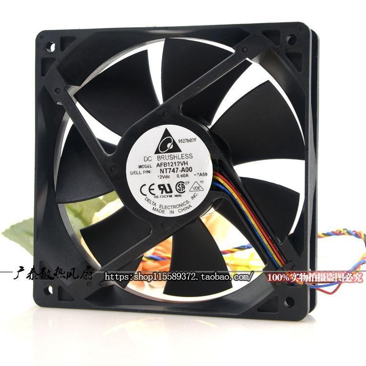 For Delta AFB1212VH 12025 12V 0.60A 12CM 4-Wire PWM  assis Variable Speed Fan