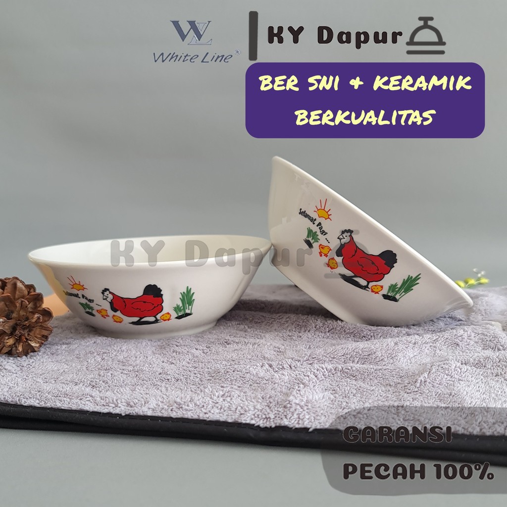 SW8 Mangkok Keramik CAP AYAM JAGO 6,25 Inch 16 Cm Mangkok SELAMAT PAGI CAP AYAM JAGO