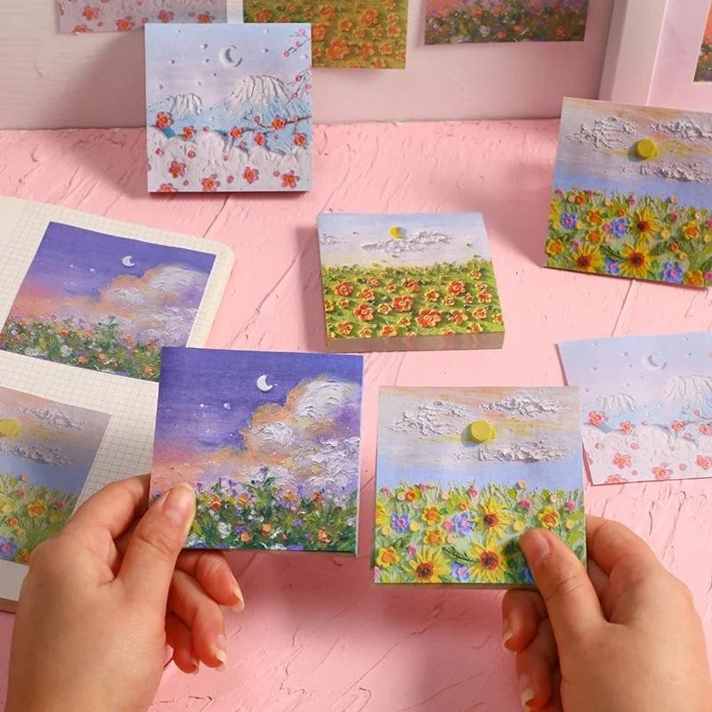 

Landscape Oil Paintings Memo Pad Sticky Notes Memo Notebook Stationery School Supplies Kawaii Stationery