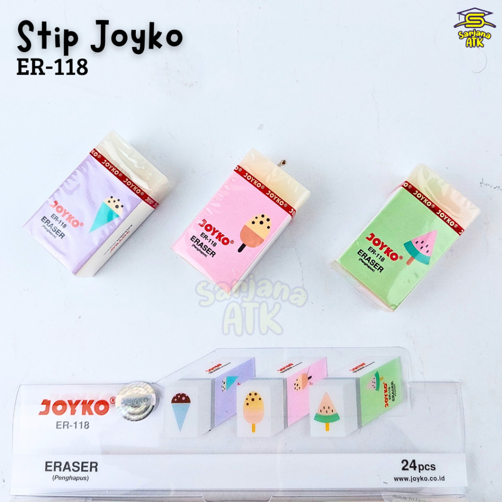 

(1 Pcs) Penghapus Funcy / Eraser Pencil / Stip Joyko ER-118 Funcy Motif Ice Cream Semi Transparan Besar