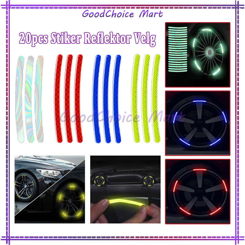 Sticker Reflector/Velg Mobil Motor Sepeda Sticker /Stiker Reflektor Velg 20 pcs