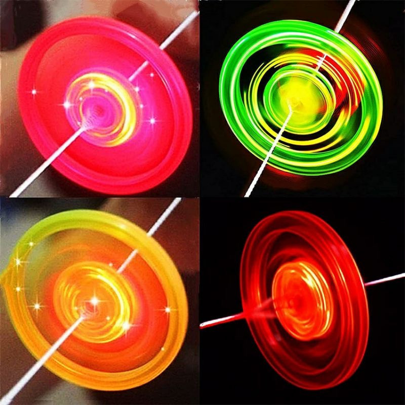 Mainan Gasing Jantra Tarik Jadul Plastik LED / Gangsing Mainan Anak Aneka Warna