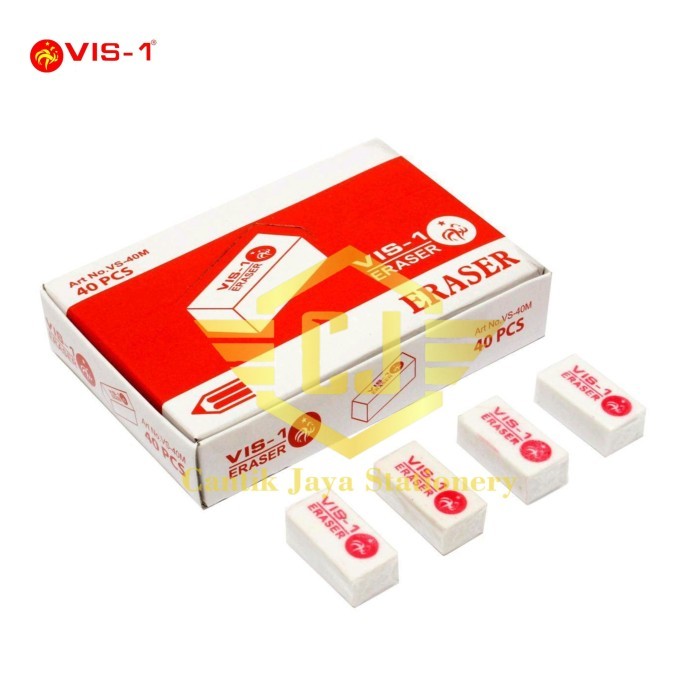 

1 BOX isi 40 PCS Penghapus VIS-1 Eraser VS-40M Merah Kecil
