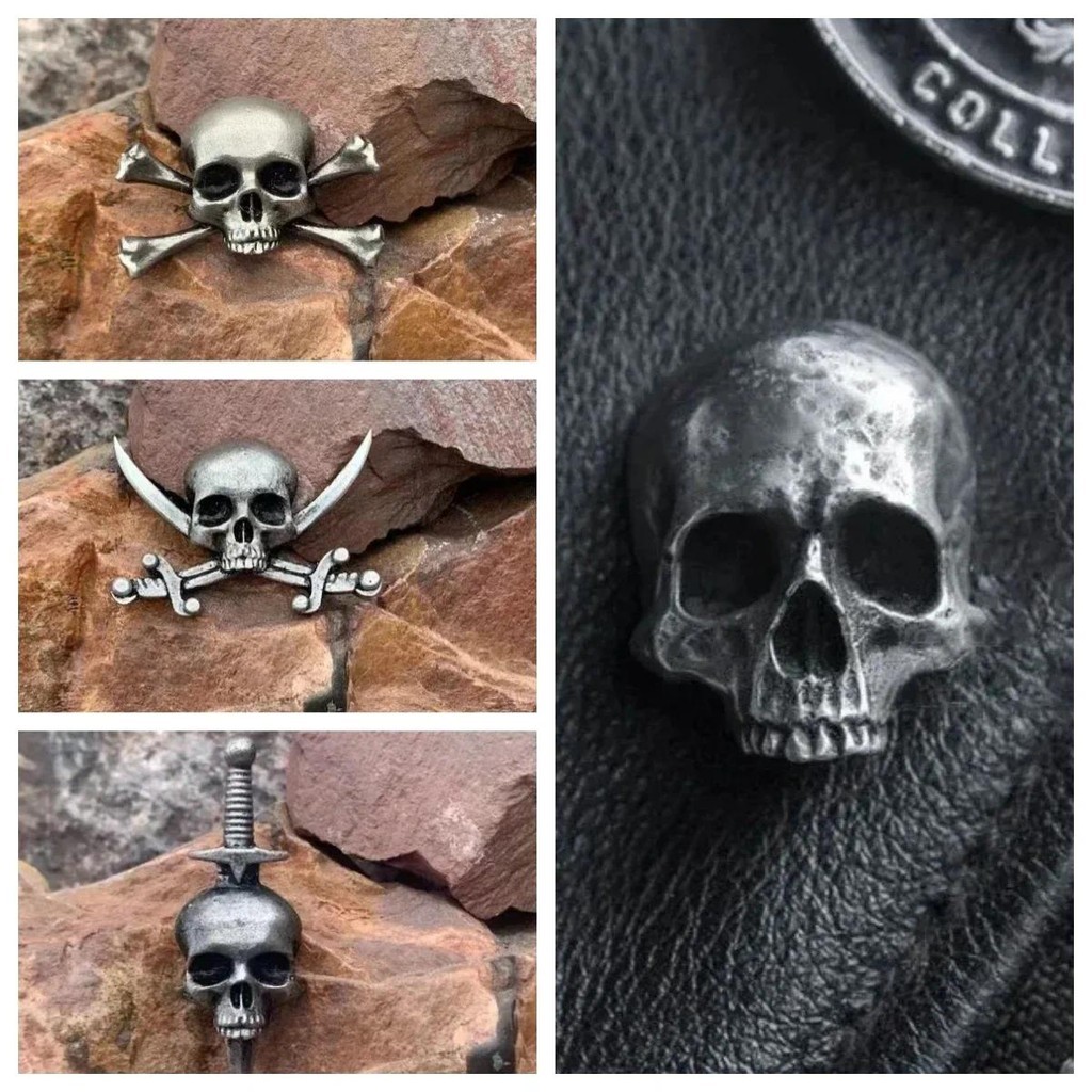 Punk Style Skull Head Brooch Metal Gothic Backpack Badge rock bands Ghost Head Clothing Bag Pin Fash
