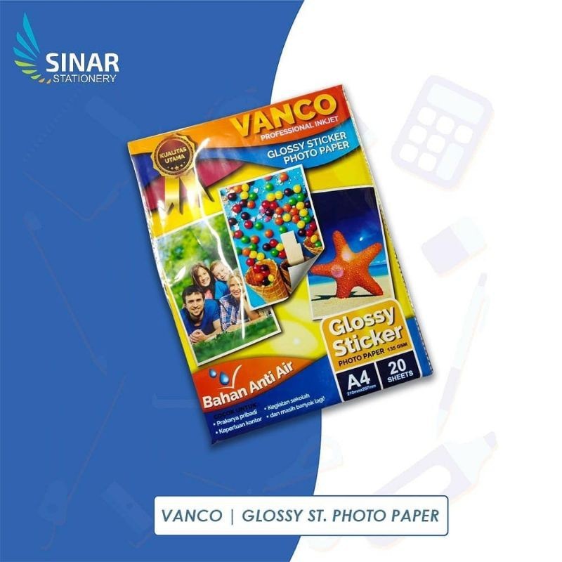 

(SN.ATK) KERTAS FOTO VANCO 135G GLOSSY