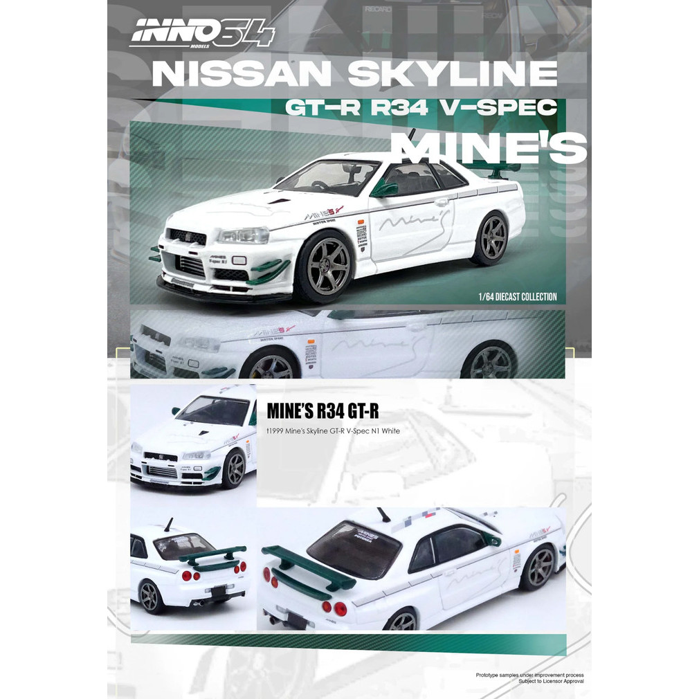 Inno64 Nissan Skyline GTR R34 V-Spec Tuned by Mine's Putih