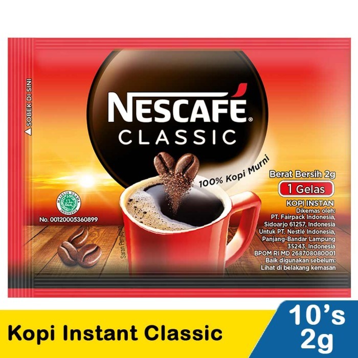 

Nescafe Classic - Kopi Instant Sachet - 1 Renceng Isi 10 pcs (10 x 2gr)