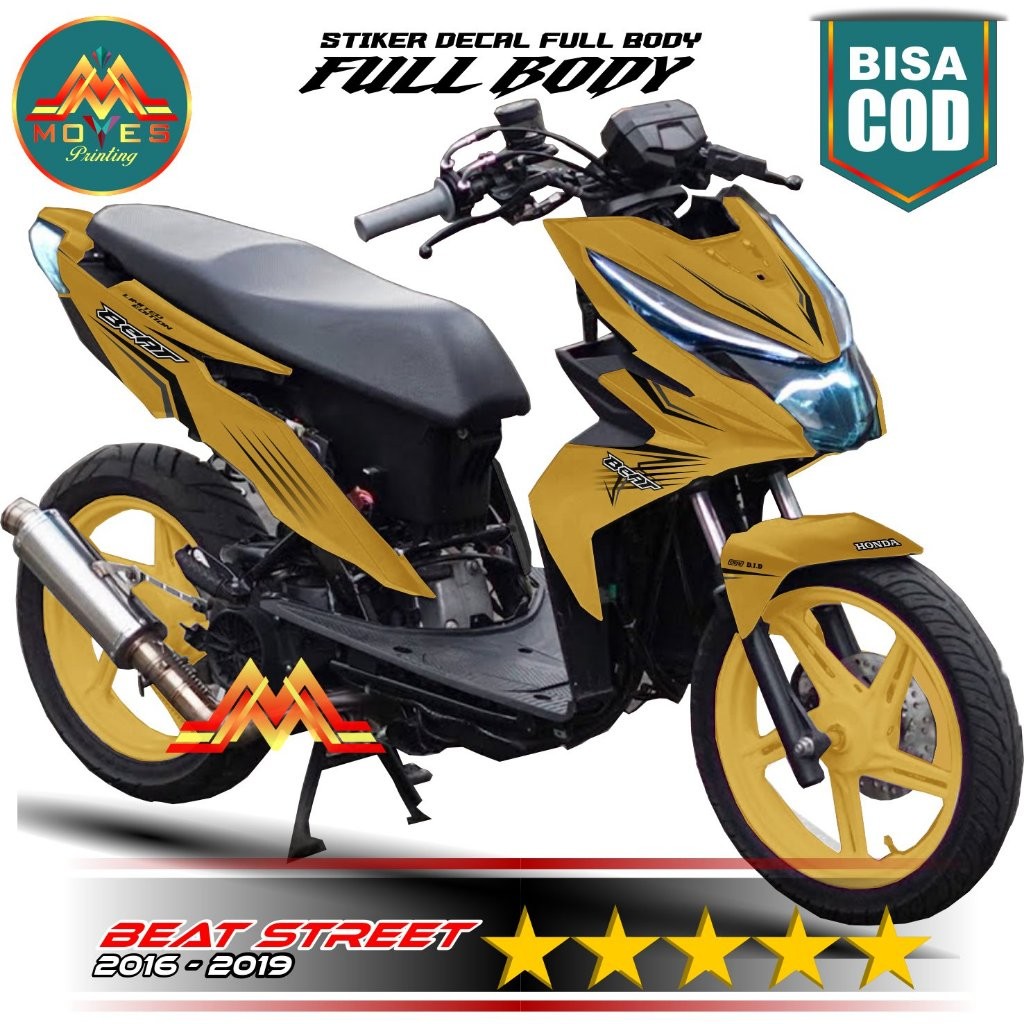 Decal Beat Street 2016-2019 variasi Skotlet motor Fullbody motif lis 3