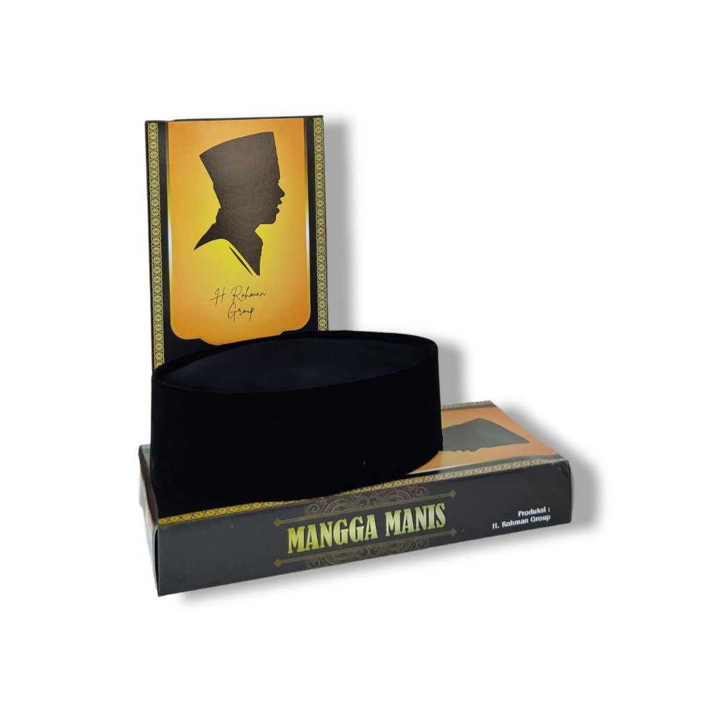 Peci Hitam Pendek Mangga Manis | Peci Kopiah Songkok Nasional | Beludru Hitam Polos