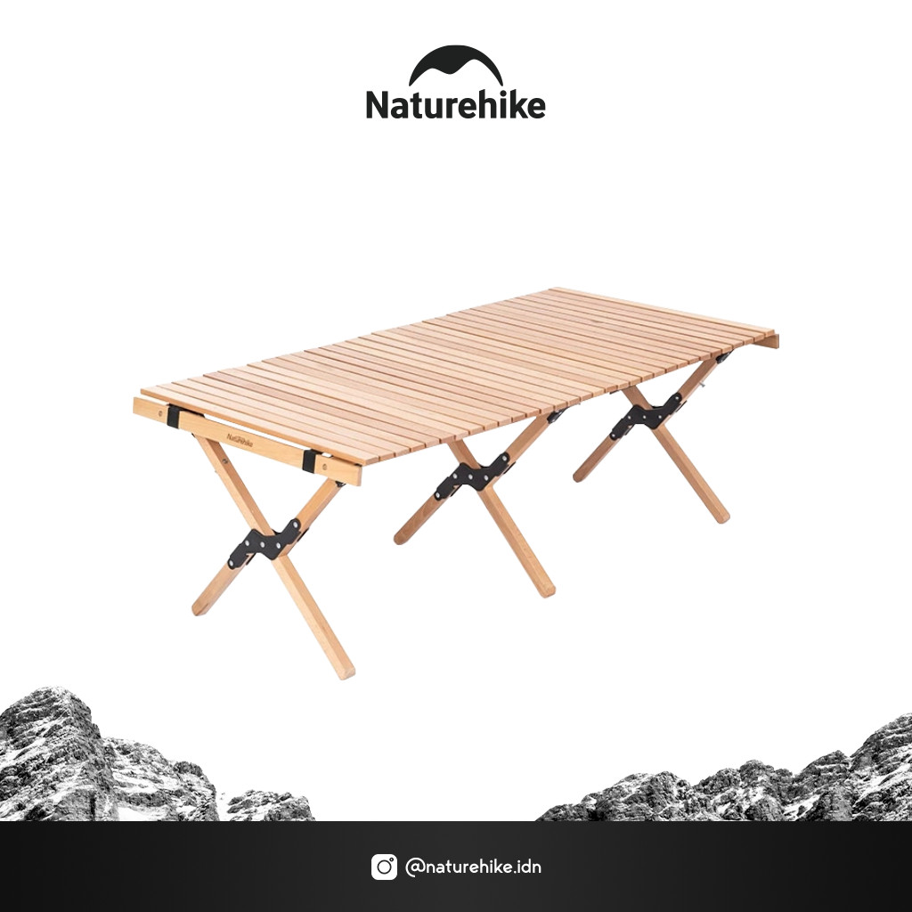 Naturehike NH19JJ009 Meja Lipat Portable Wood Roll Table