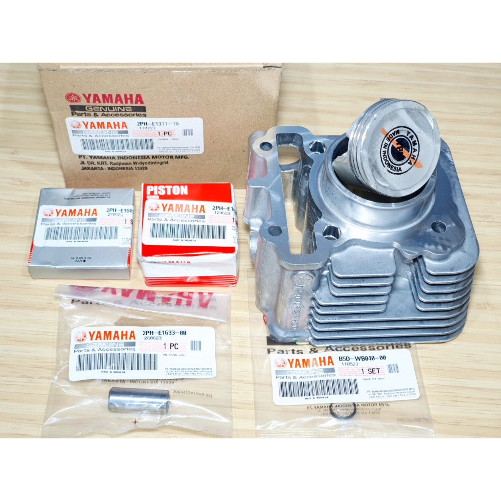 BLOK SEHER BORING PISTON KIT MIO M3 SOUL GT 125 FINO 125 FI ASLI ORI YAMAHA 54PE131100 54PWE16000