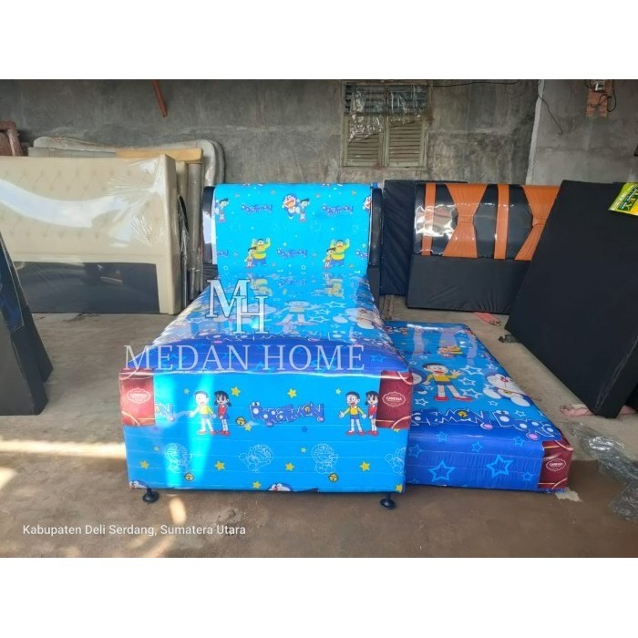 [RUMAHMEBEL88] PROMO Bed Dorong Murah Fullset 120x200 doraemon Springbed Anak 2in1