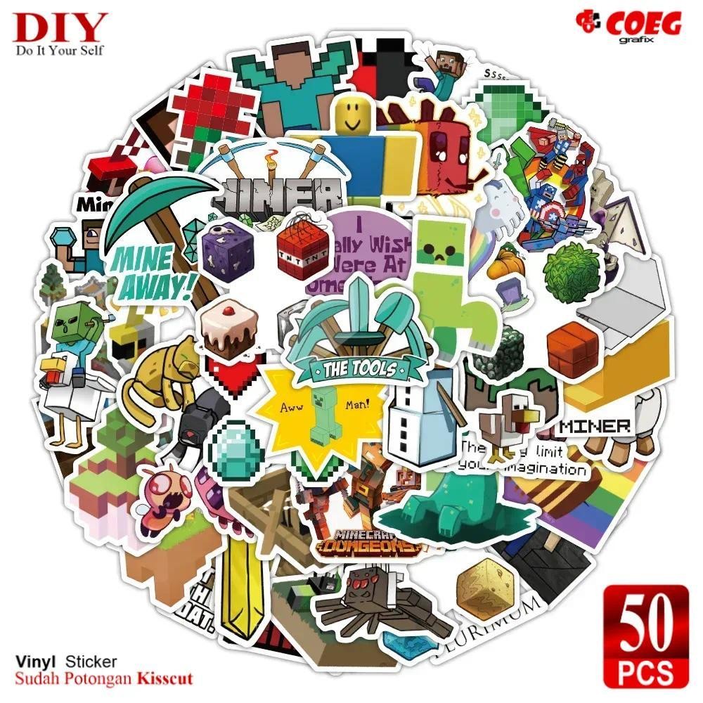

50 PCS Minecraft Game Cartoon Stickers CG100 - Stiker Lucu & Estetik - Tahan Air & Mudah Dipasang - Cocok untuk HP, Koper, Skateboard, dan DIY
