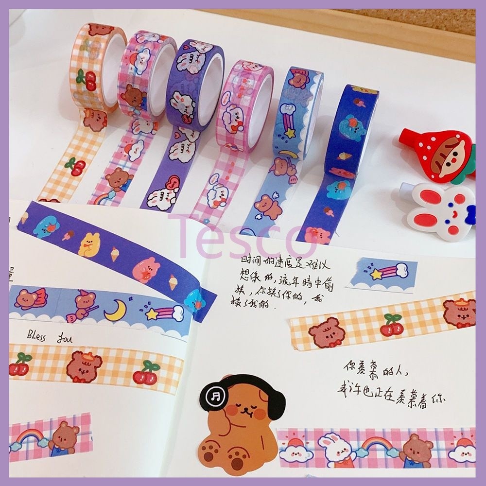 

Tesco stiker cartoon / pita pelekat cartoon/Hangsu Paper Tape Washi Tape Korea Jepang Mini
