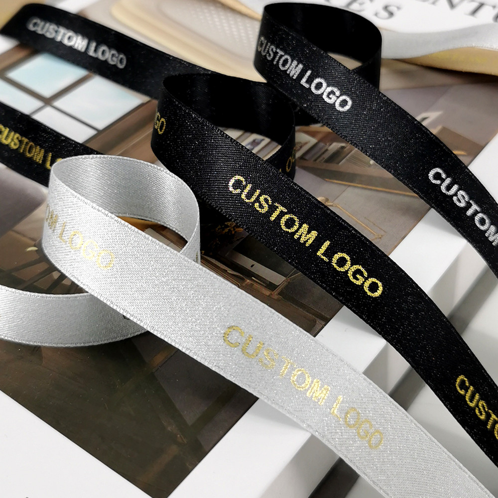 

10mm -38mm Custom Printed Ribbon Luxury Glitter Tape Film With Personal Logo Name Valentine Wedding Party Favors Bouquet Wraping