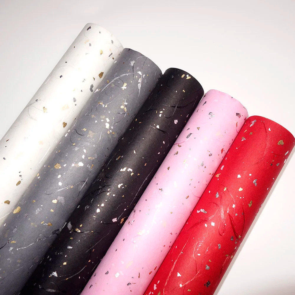

Korean Floral DIY Wrapping Paper Set - 5 Sheets, 6 Colors, Gold/Silver Sparkles, Waterproof for Bouquets & Gifts