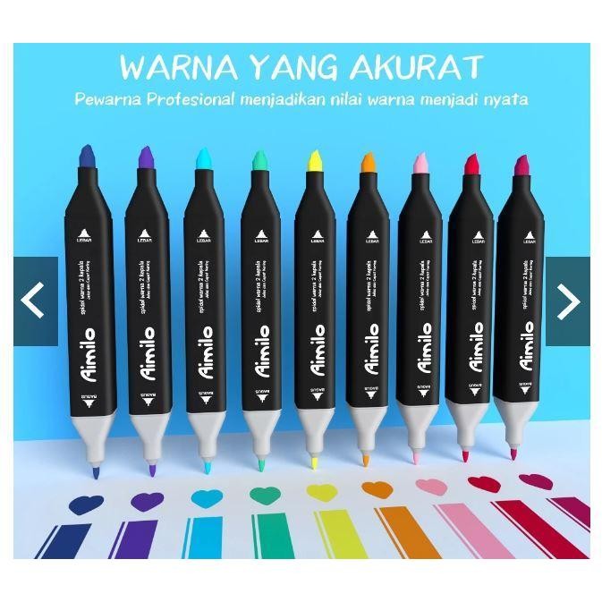 

READY Aimilo Spidol Warna Warni 1 Set Sketch Marker 2 Tip Touch Marker 48/