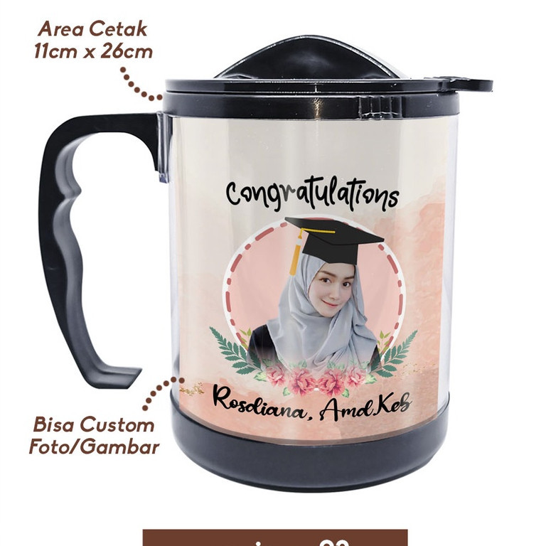 Adzkia35 Mug Plastik (Custom Desain) / Gelas Platik Insert Paper Custom Mug Plastik Souvenir