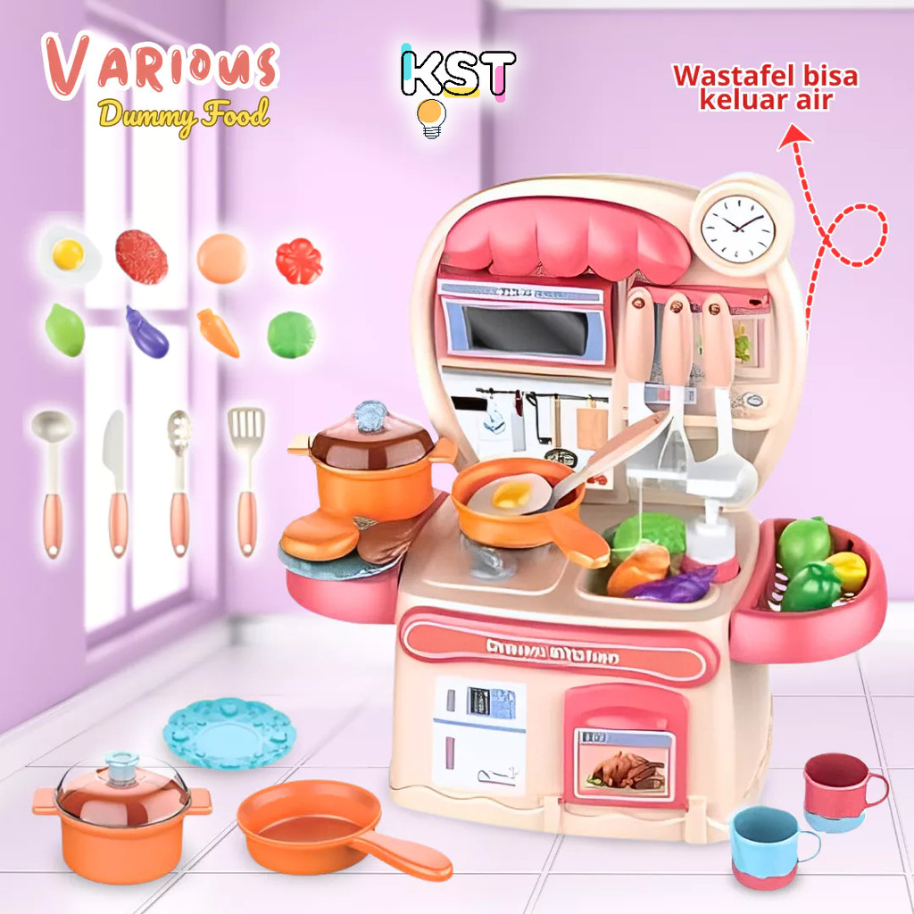 [KST] Mainan Masak Masakan Dapur Wastafel Air Keluar Anak Perempuan Edukatif Kado Ulang Tahun