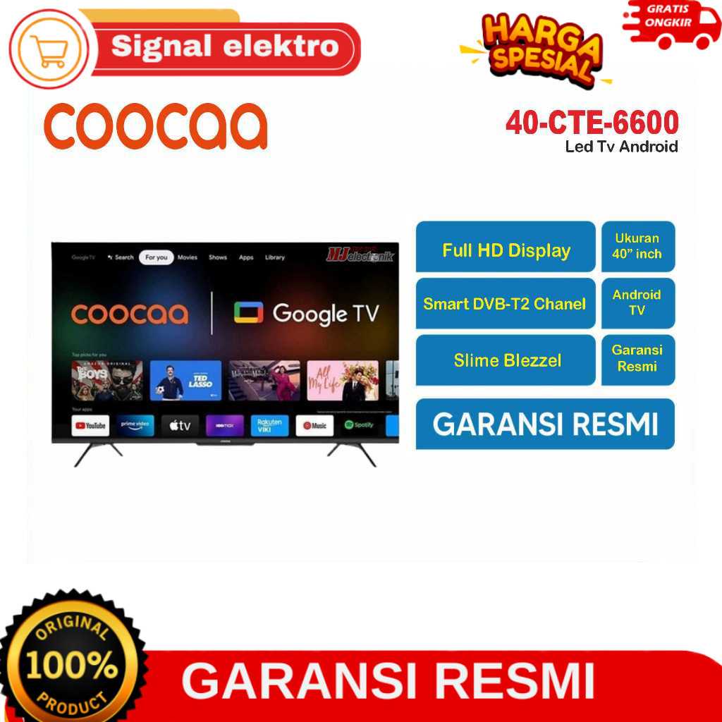 LED TV COOCAA 40" 40CTE6600 40 INCH ANDROID TV GARANSI RESMI
