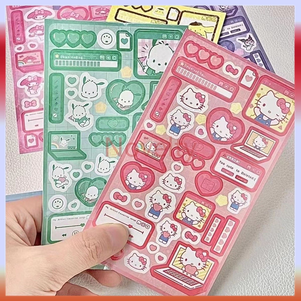 

Novelty Stiker Sanrio/Stiker desain estetika DIY/Stiker tahan air botol ponsel laptop kucing KT lucu/stiker pola buku harian
