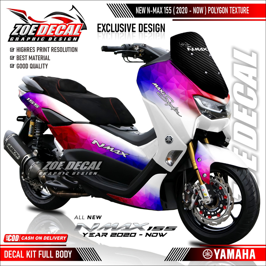 Terbaru Decal FULL BODY New NMAX 155 / N MAX New 2020 Motif / Livery Polygon Texture
